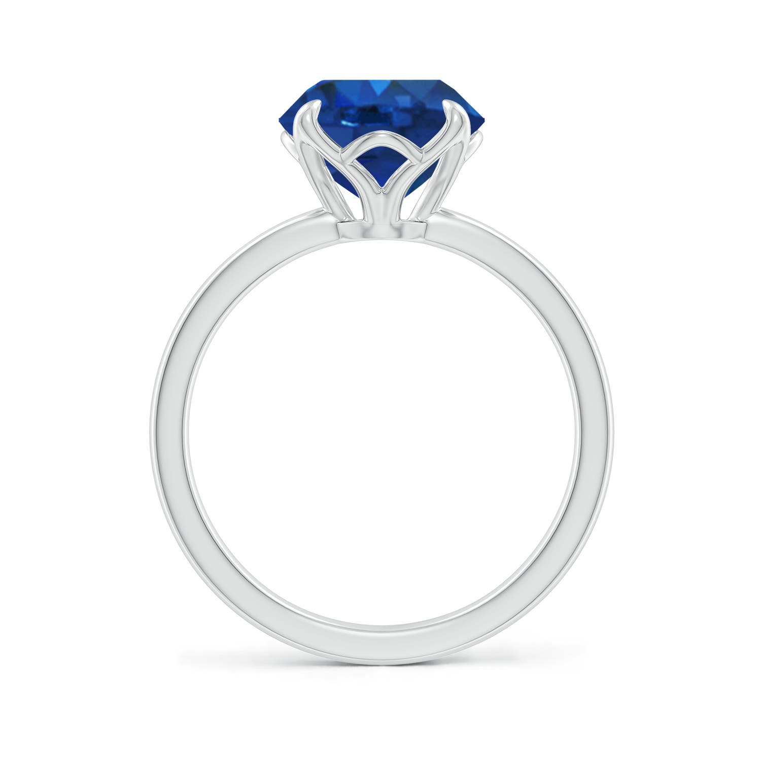 9mm AAA Solitaire Round Blue Sapphire Classic Engagement Ring in White Gold