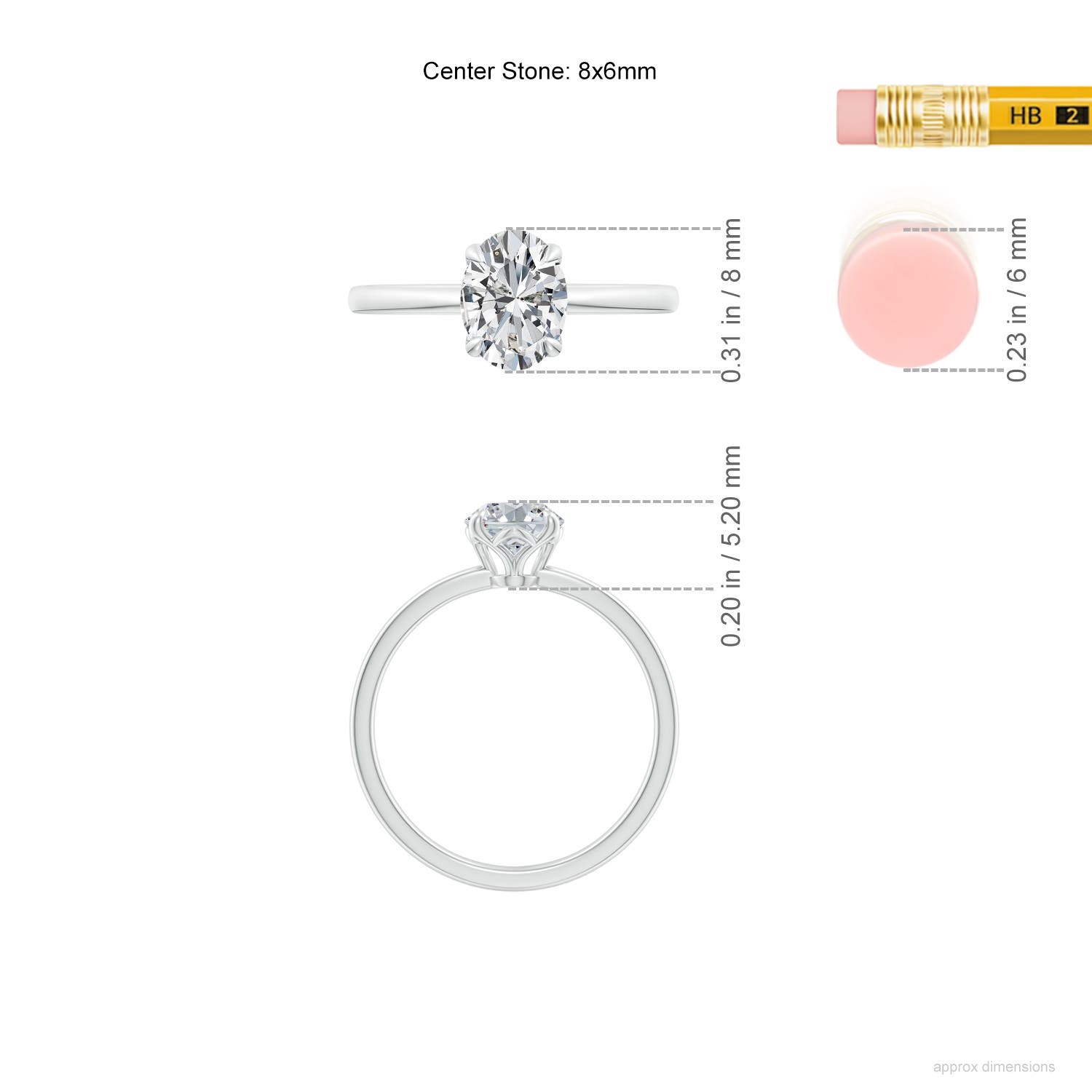 8x6mm HSI2 SR4521D-WG-HSI2-8x6 in White Gold - ruler