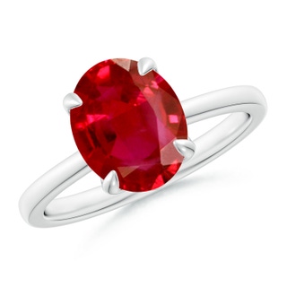 10x8mm AAA Solitaire Oval Ruby Classic Engagement Ring in P950 Platinum