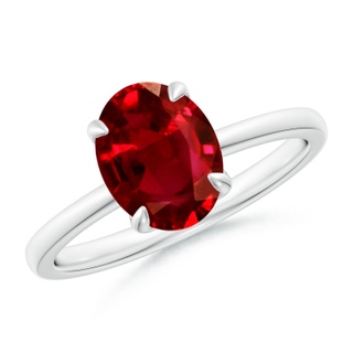 9x7mm AAAA Solitaire Oval Ruby Classic Engagement Ring in P950 Platinum