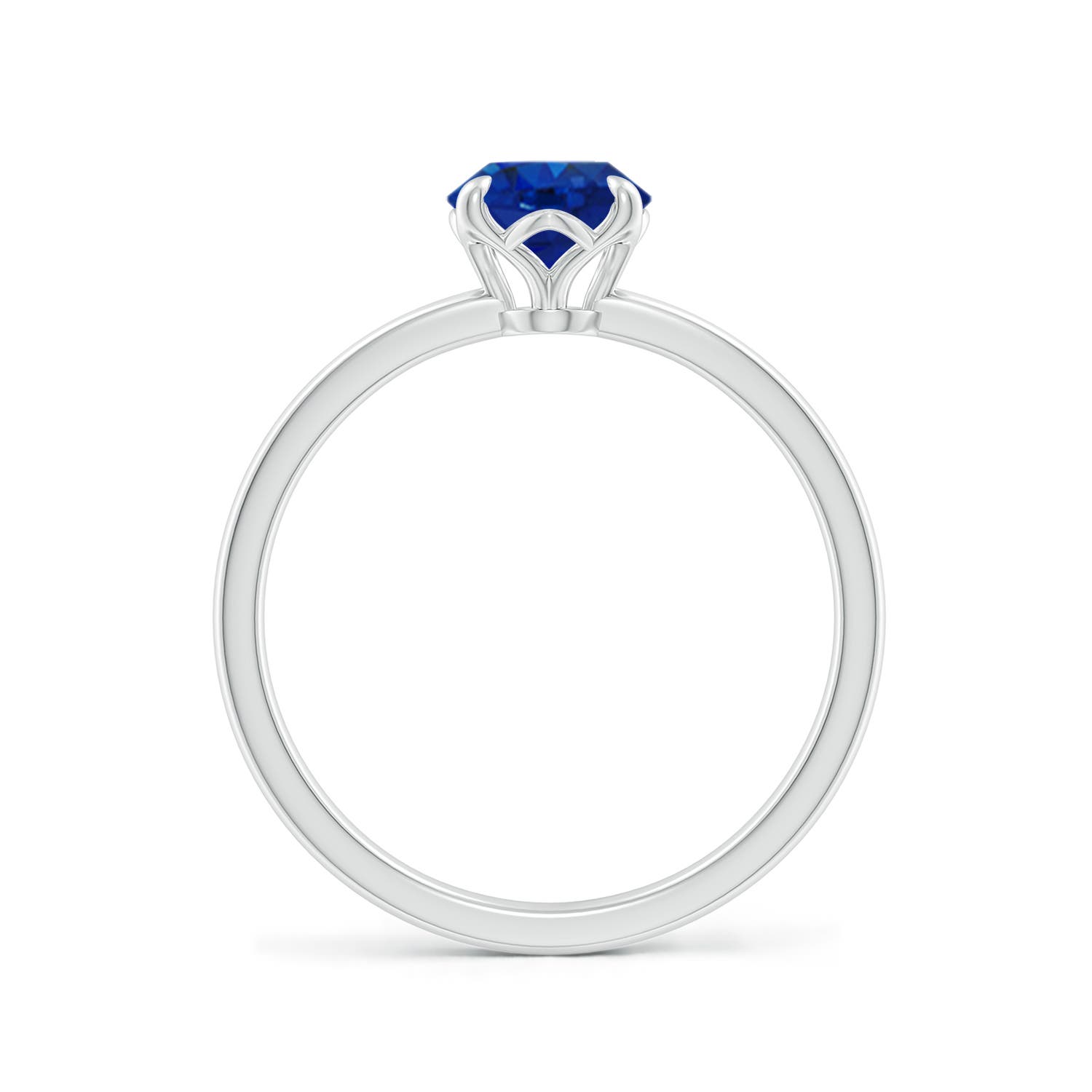 8x6mm AAA Solitaire Oval Blue Sapphire Classic Engagement Ring in 18K White Gold