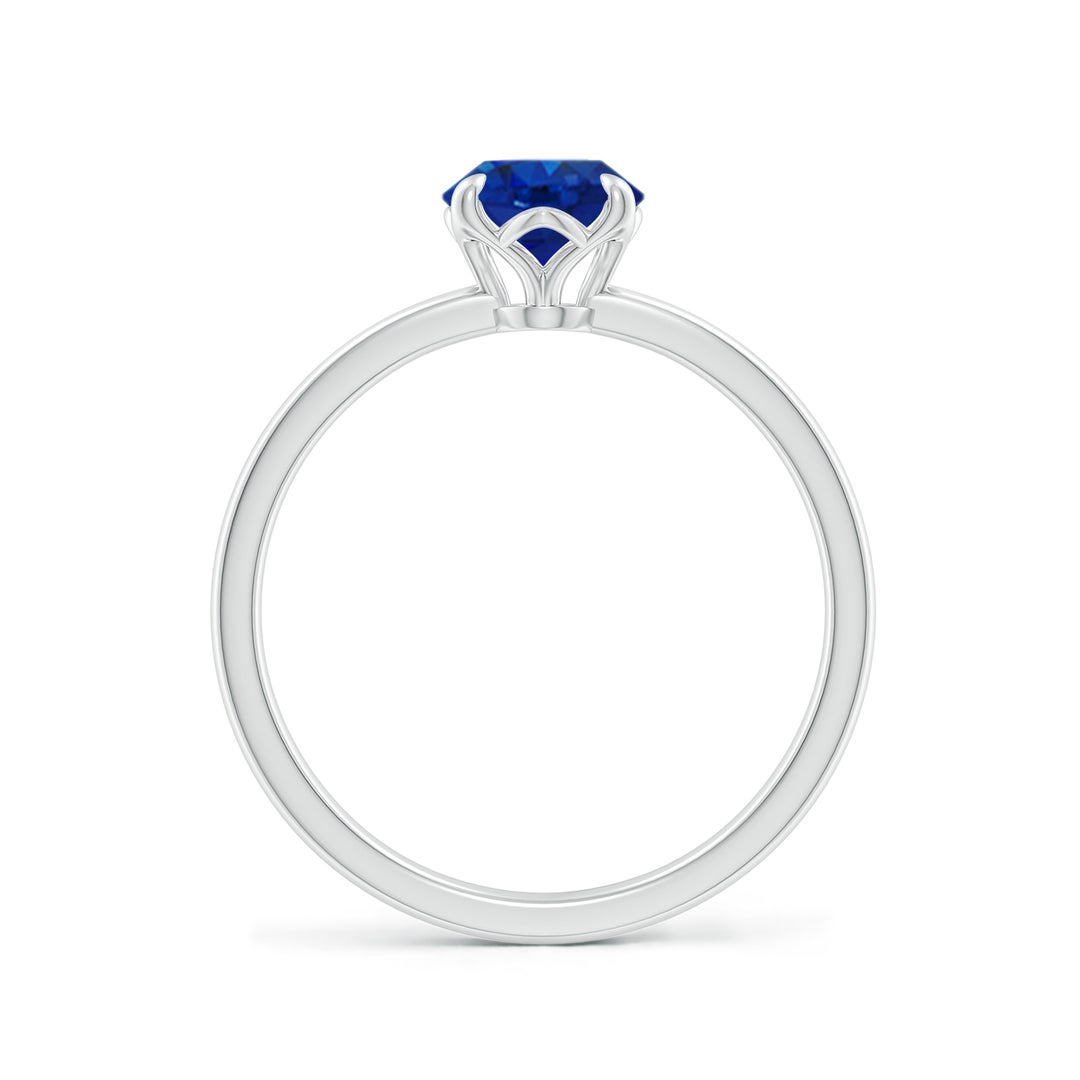 8x6mm AAA Solitaire Oval Blue Sapphire Classic Engagement Ring in White Gold - side 2
