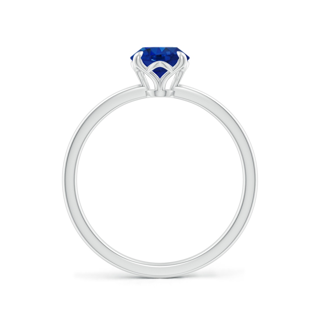 8x6mm AAA Solitaire Oval Blue Sapphire Classic Engagement Ring in White Gold - side 199