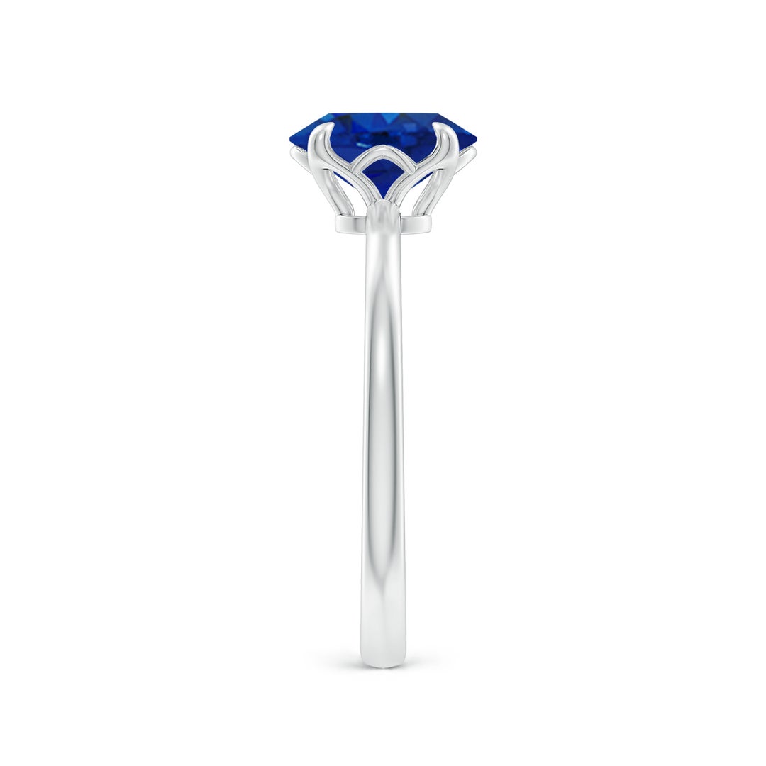 8x6mm AAA Solitaire Oval Blue Sapphire Classic Engagement Ring in White Gold - side 3