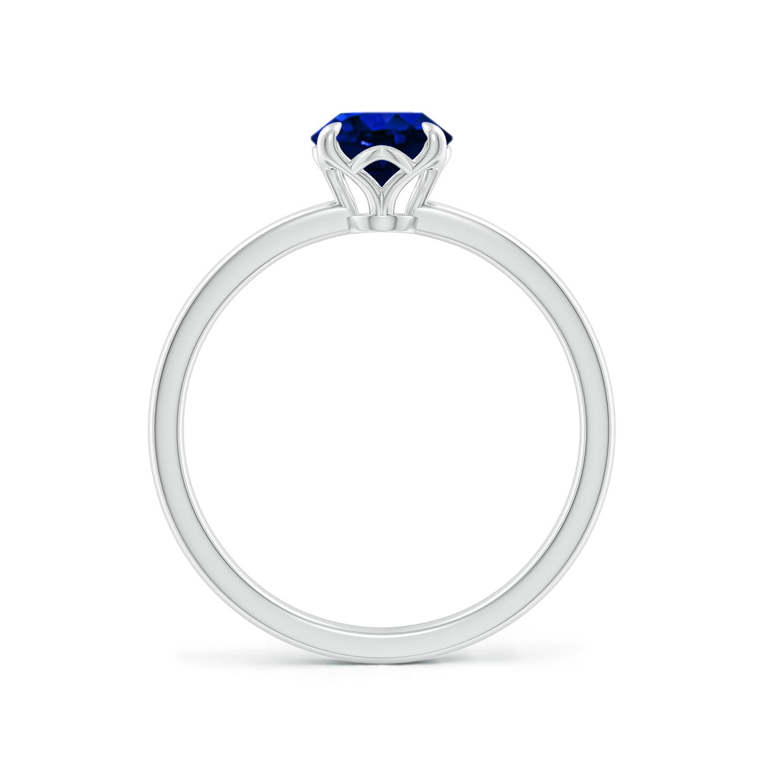 8x6mm AAAA Solitaire Oval Blue Sapphire Classic Engagement Ring in White Gold