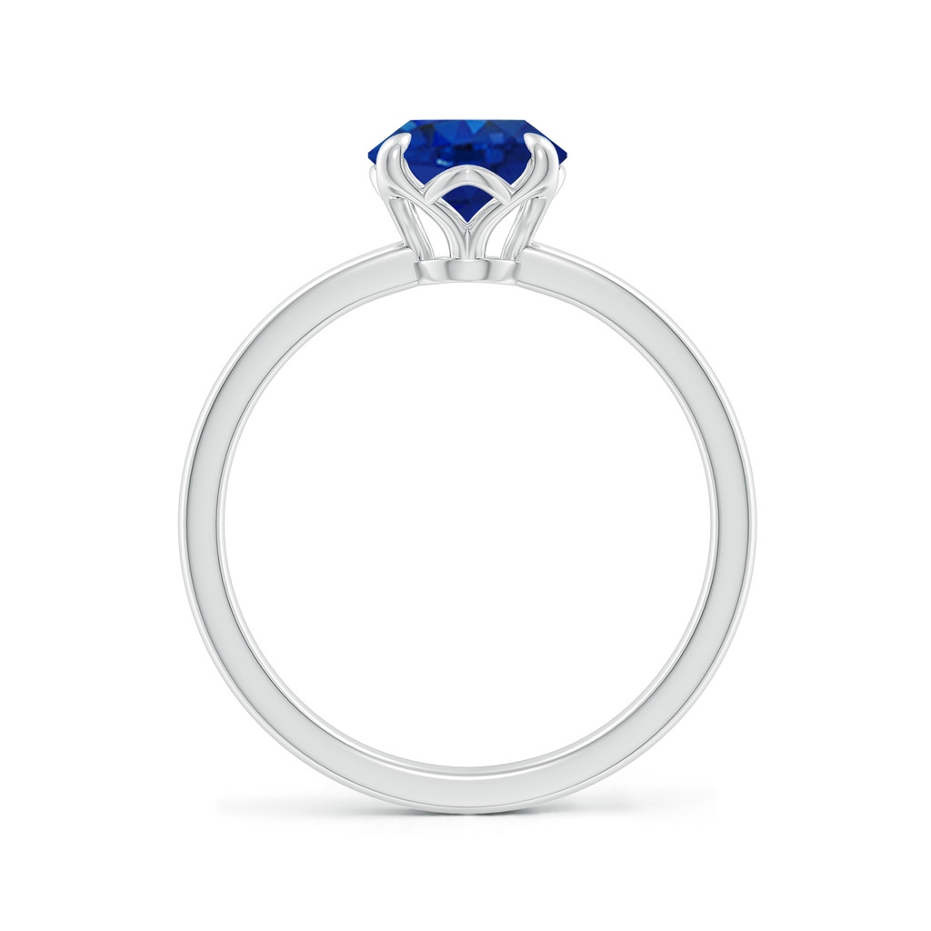 9x7mm AAA Solitaire Oval Blue Sapphire Classic Engagement Ring in White Gold - side 199