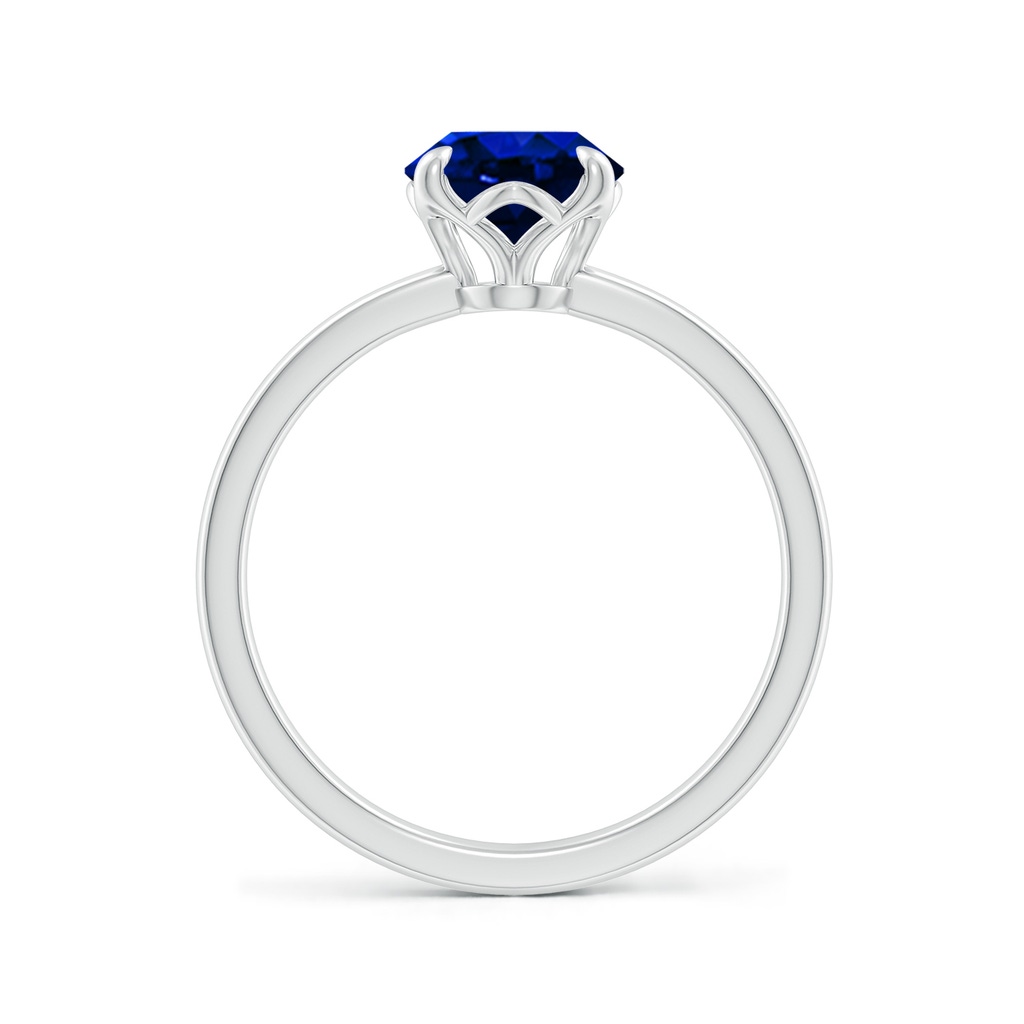 9x7mm Lab-Grown Solitaire Oval Blue Sapphire Classic Engagement Ring in White Gold - side 199