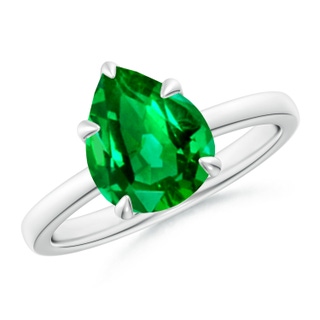 10x8mm AAAA Solitaire Pear-Shaped Emerald Classic Engagement Ring in P950 Platinum