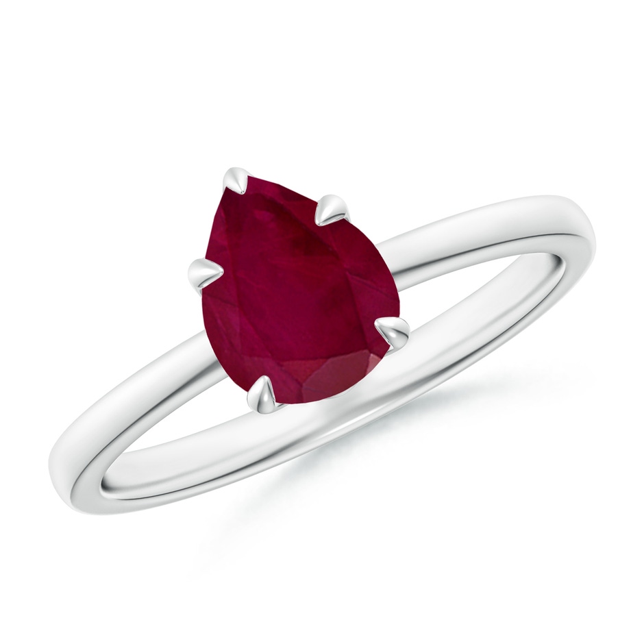 8x6mm A Solitaire Pear-Shaped Ruby Classic Engagement Ring in P950 Platinum 