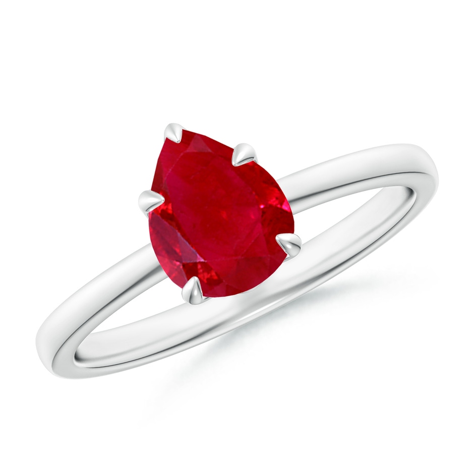 8x6mm AAA Solitaire Pear-Shaped Ruby Classic Engagement Ring in White Gold 