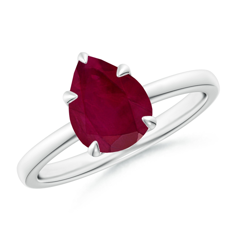 9x7mm A Solitaire Pear-Shaped Ruby Classic Engagement Ring in P950 Platinum 
