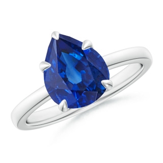 10x8mm AAA Solitaire Pear-Shaped Blue Sapphire Classic Engagement Ring in 9K White Gold