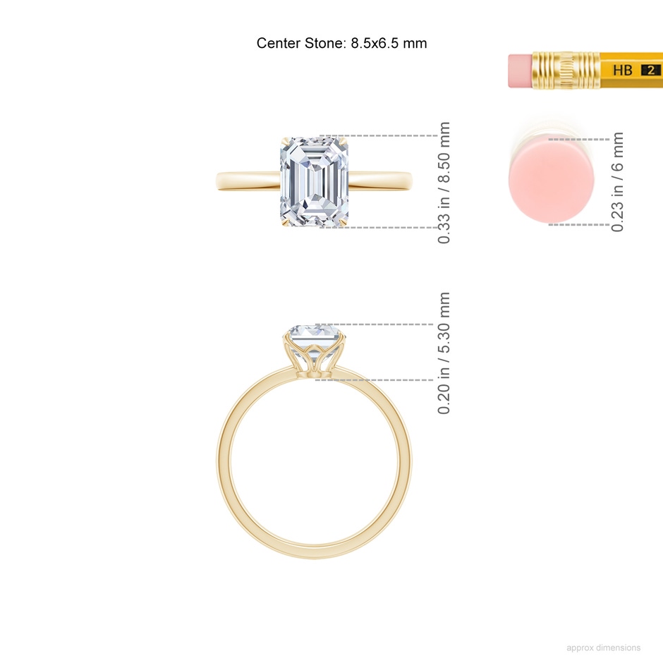 8.5x6.5mm GVS2 SR4523D-YG-GVS2-8.5x6.5 in Yellow Gold ruler