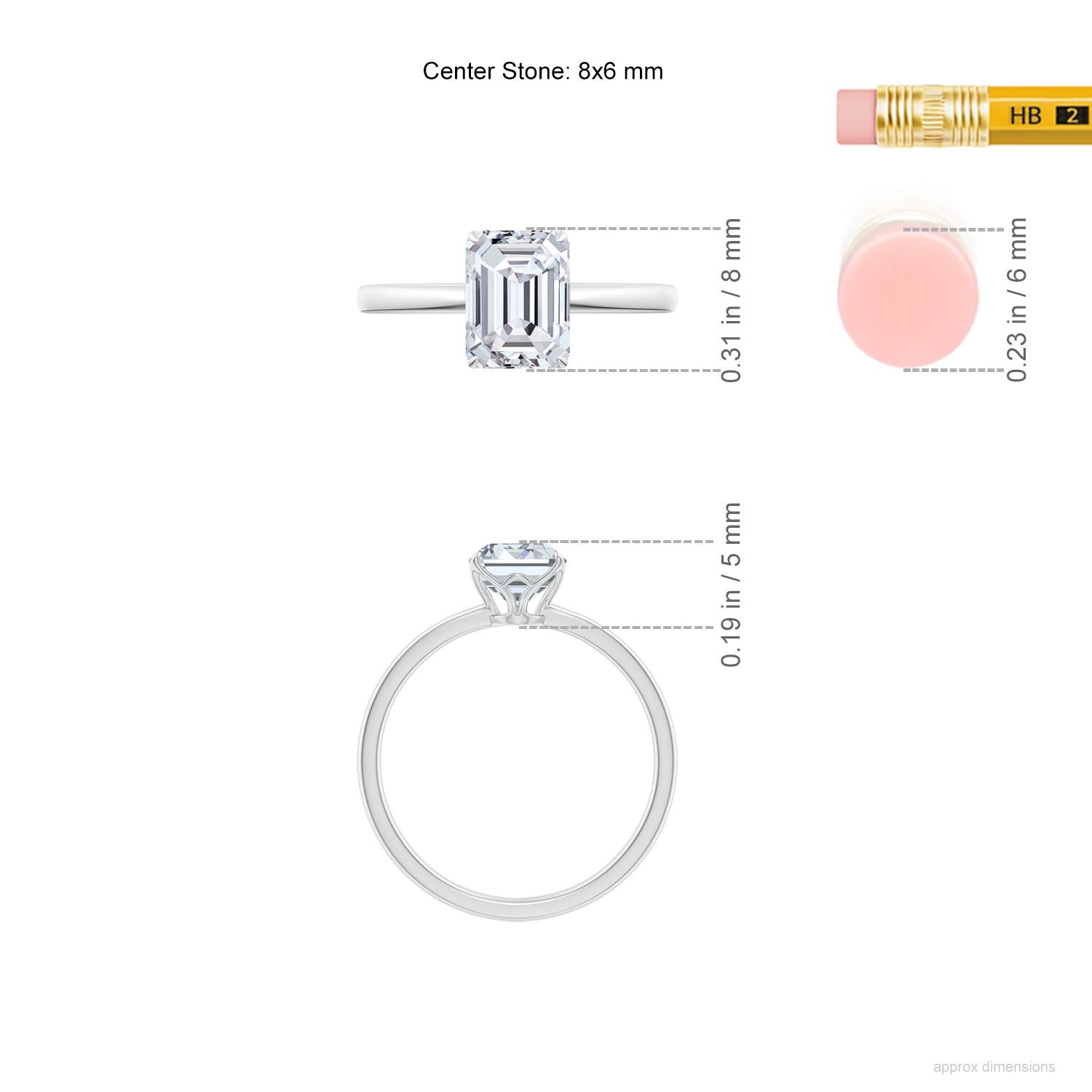 8x6mm HSI2 SR4523D-WG-HSI2-8x6 in White Gold - ruler