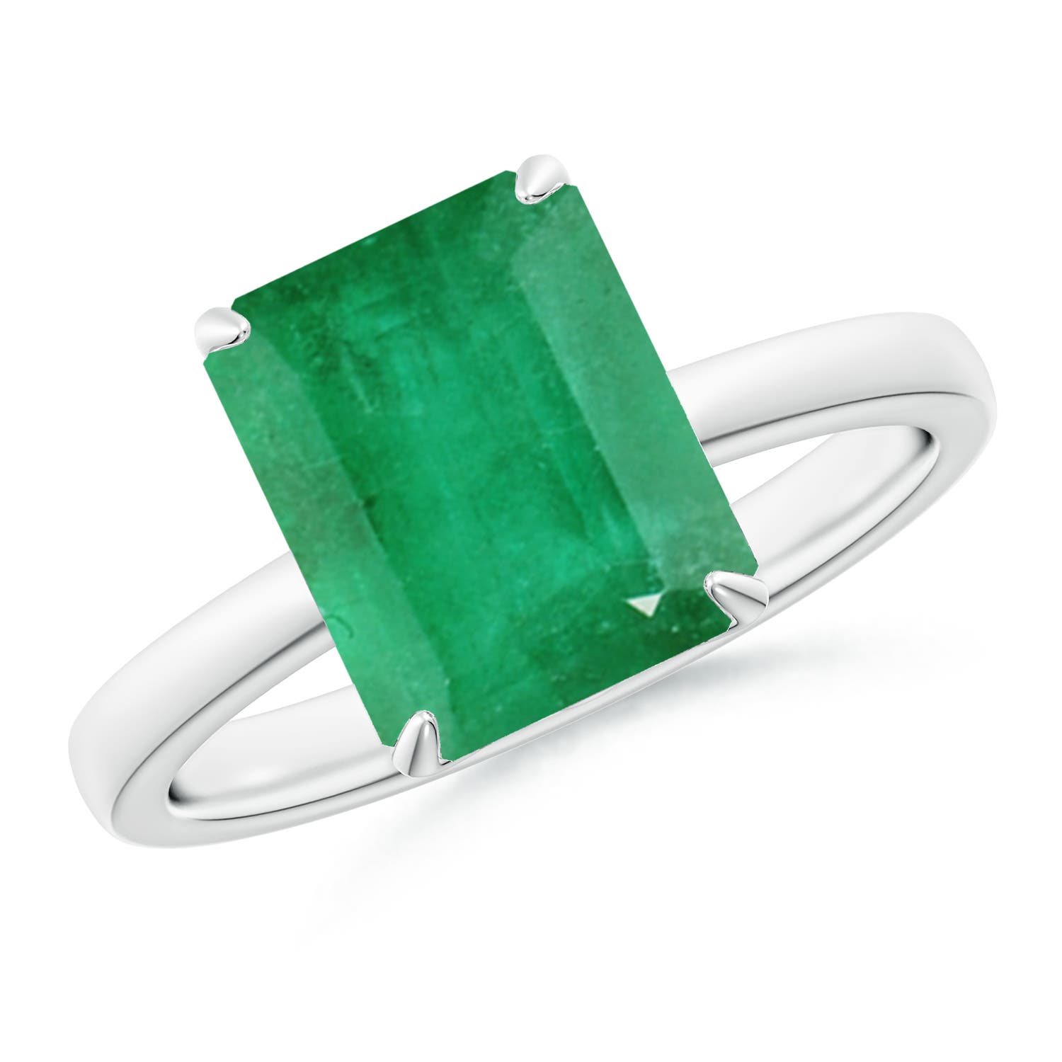 10x8mm A Solitaire Emerald-Cut Emerald Classic Engagement Ring in P950 Platinum