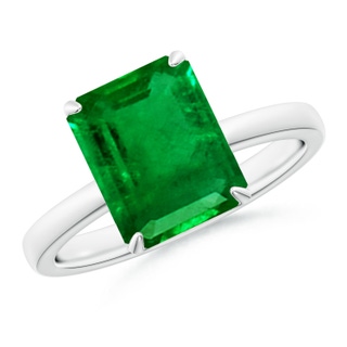 10x8mm AAAA Solitaire Emerald-Cut Emerald Classic Engagement Ring in 18K White Gold