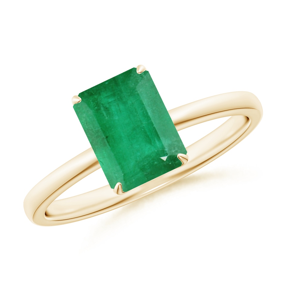 8x6mm A Solitaire Emerald-Cut Emerald Classic Engagement Ring in Yellow Gold 