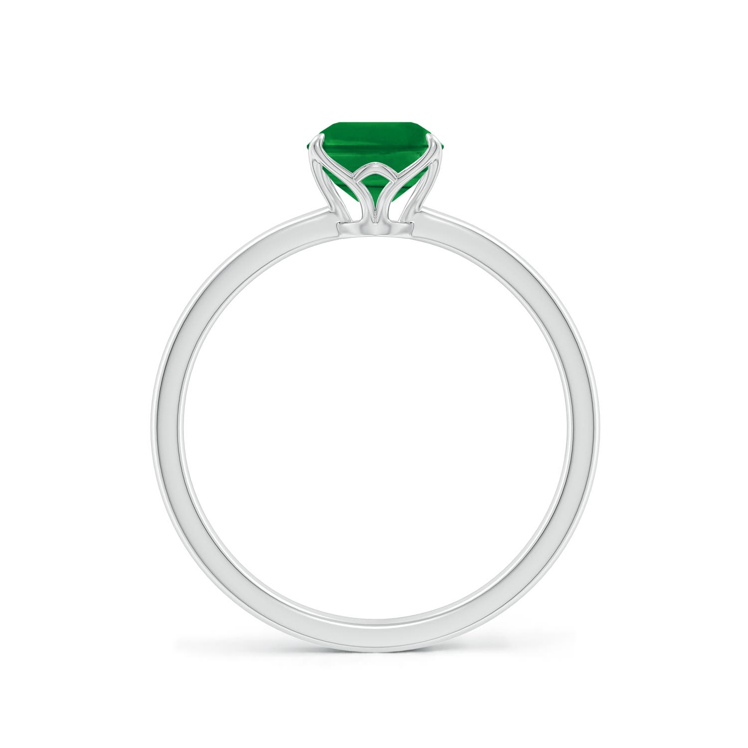 8x6mm AAA Solitaire Emerald-Cut Emerald Classic Engagement Ring in White Gold - side 2