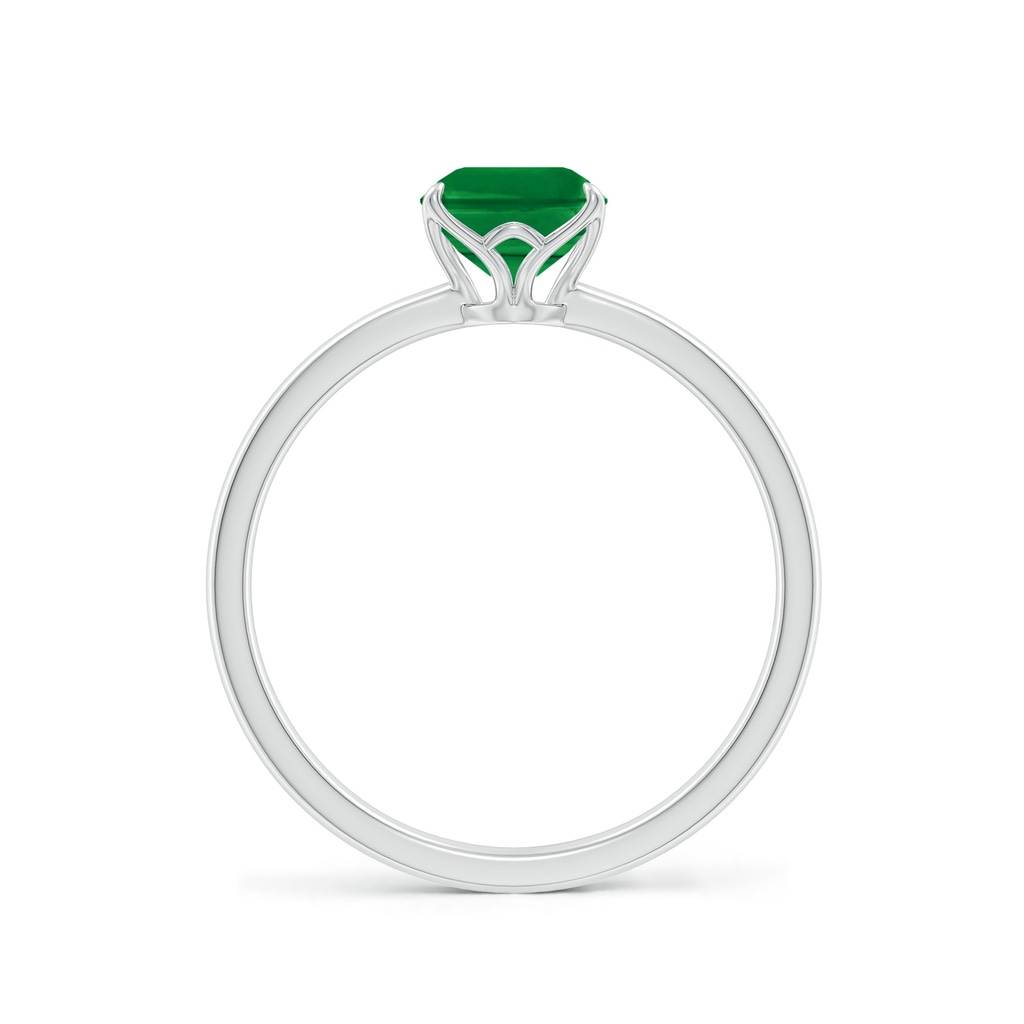 8x6mm AAA Solitaire Emerald-Cut Emerald Classic Engagement Ring in White Gold - side 199