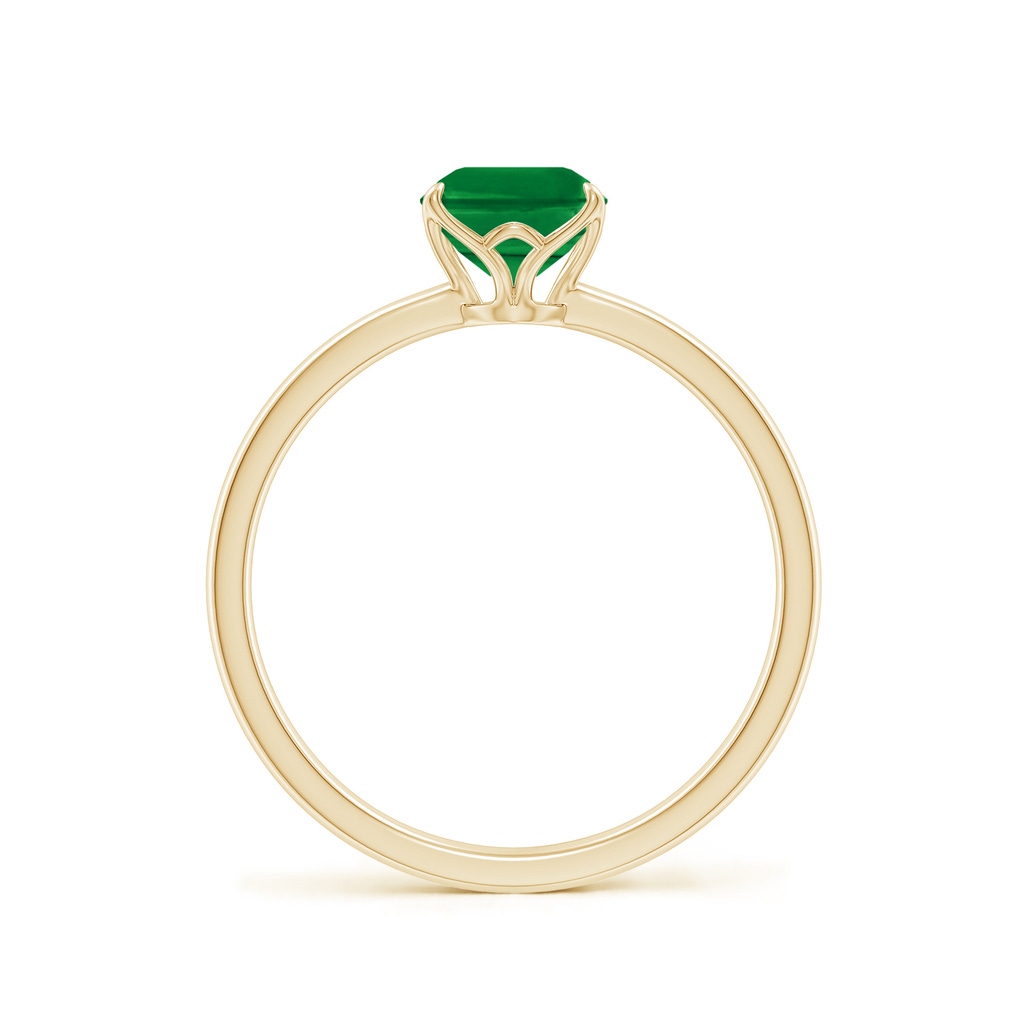 8x6mm AAA Solitaire Emerald-Cut Emerald Classic Engagement Ring in Yellow Gold - side 199