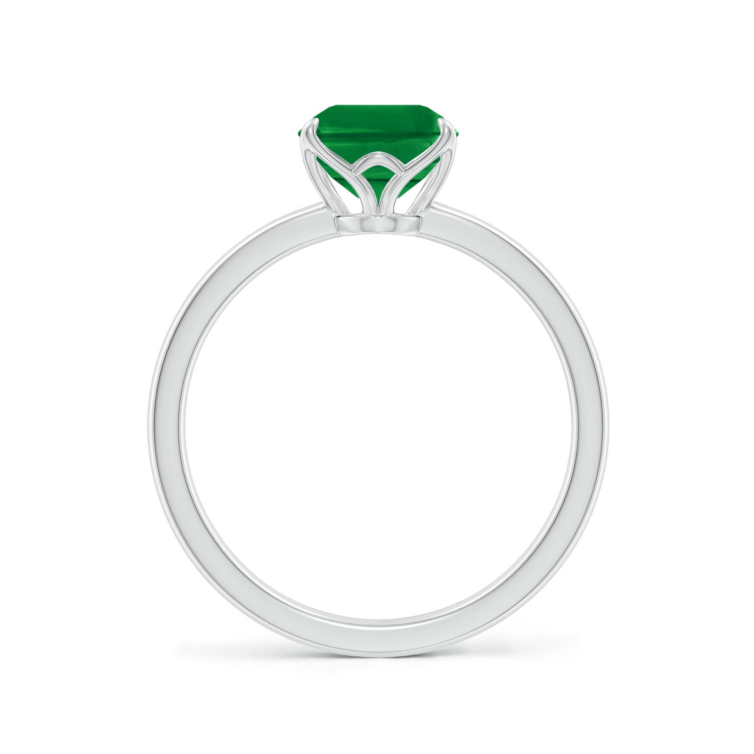 9x7mm AAA Solitaire Emerald-Cut Emerald Classic Engagement Ring in White Gold