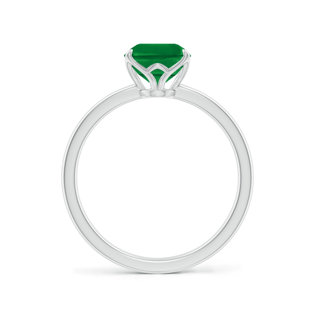 9x7mm AAA Solitaire Emerald-Cut Emerald Classic Engagement Ring in White Gold - side 199