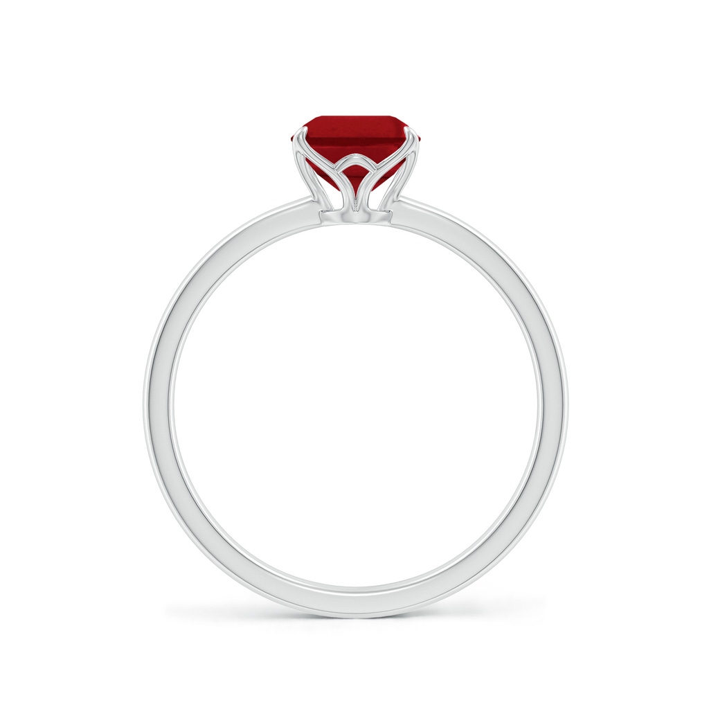 8x6mm AAA Solitaire Emerald-Cut Ruby Classic Engagement Ring in White Gold - side 199