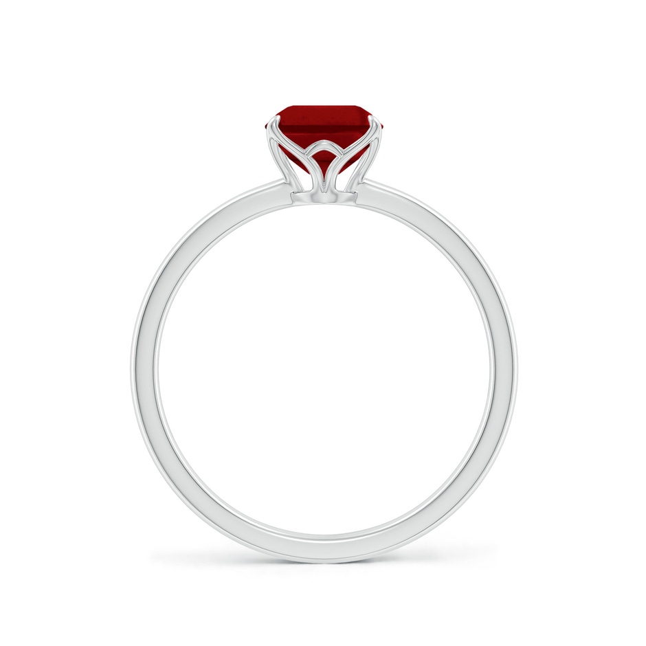 8x6mm AAAA Solitaire Emerald-Cut Ruby Classic Engagement Ring in 18K White Gold side 199