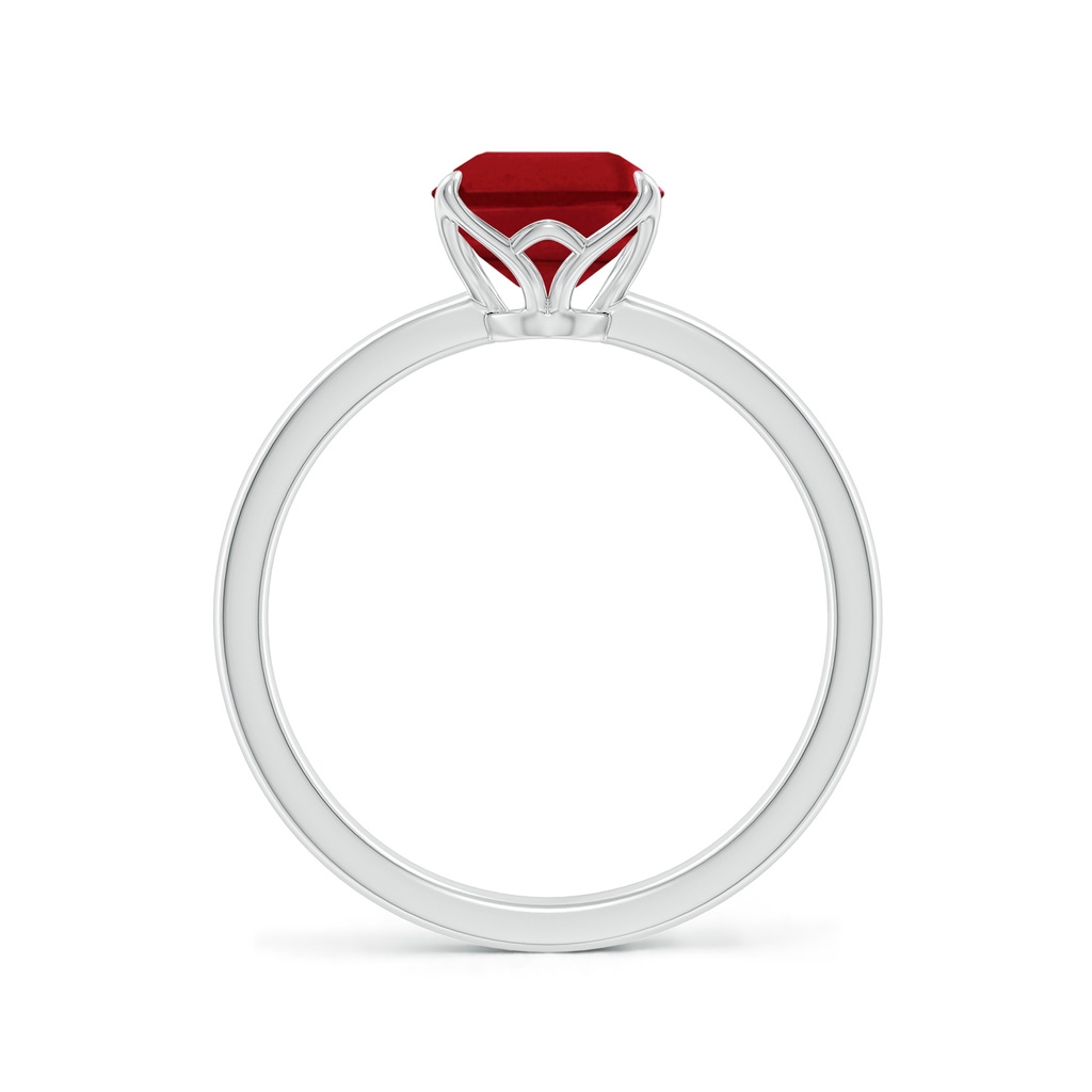 9x7mm AAA Solitaire Emerald-Cut Ruby Classic Engagement Ring in White Gold - side 199