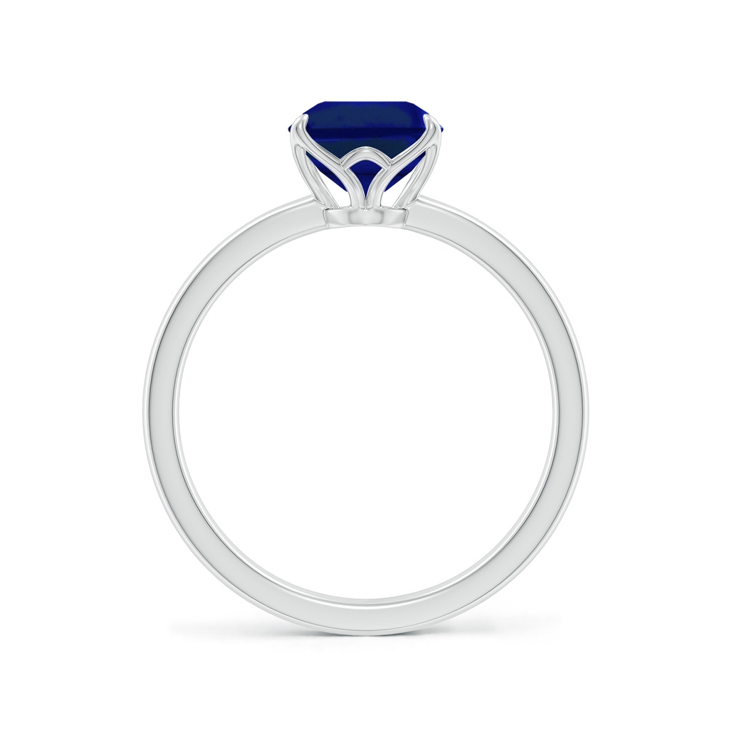 9x7mm Lab-Grown Solitaire Emerald-Cut Blue Sapphire Classic Engagement Ring in White Gold - side 199