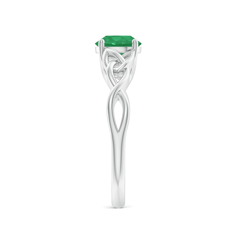 6.5mm A Round Emerald Celtic Knot Engagement Ring in White Gold side 299