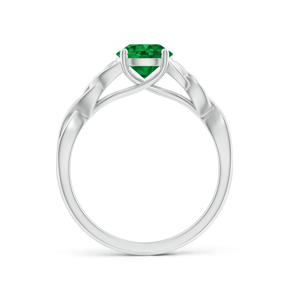 6.5mm AAAA Round Emerald Celtic Knot Engagement Ring in 18K White Gold side 199