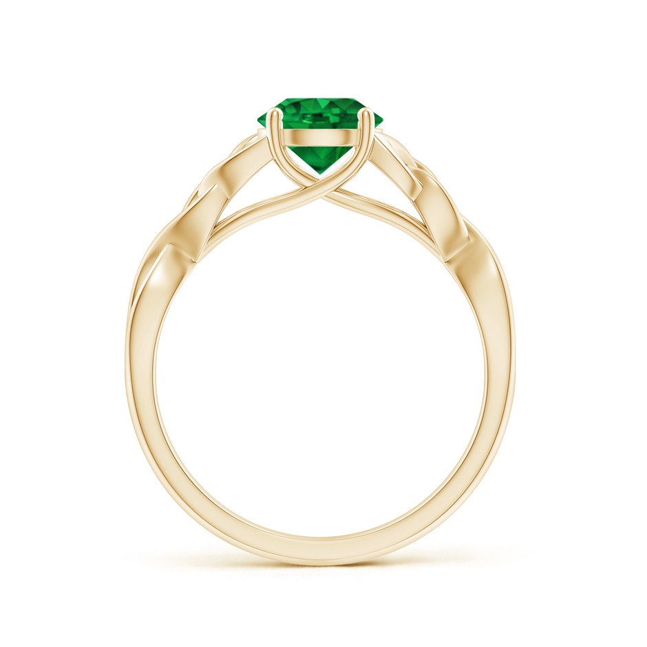 6.5mm AAAA Round Emerald Celtic Knot Engagement Ring in 18K Yellow Gold side 199