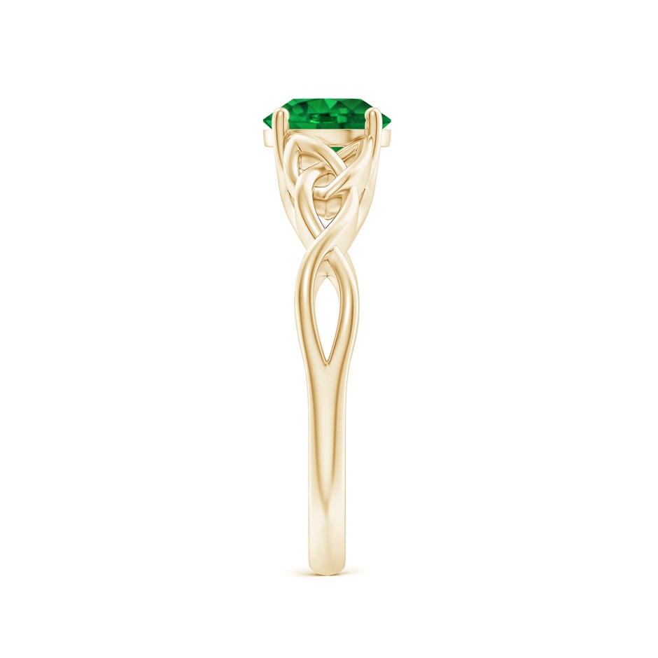6.5mm AAAA Round Emerald Celtic Knot Engagement Ring in 18K Yellow Gold side 299