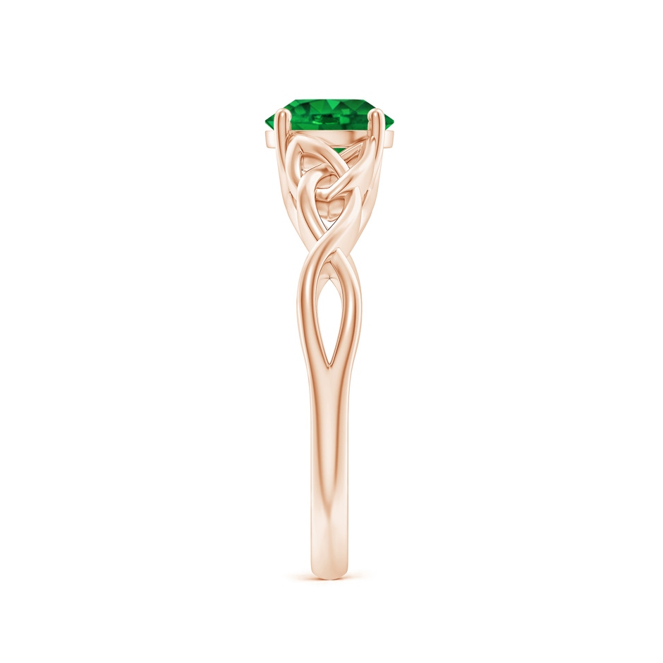 6.5mm AAAA Round Emerald Celtic Knot Engagement Ring in Rose Gold side 299