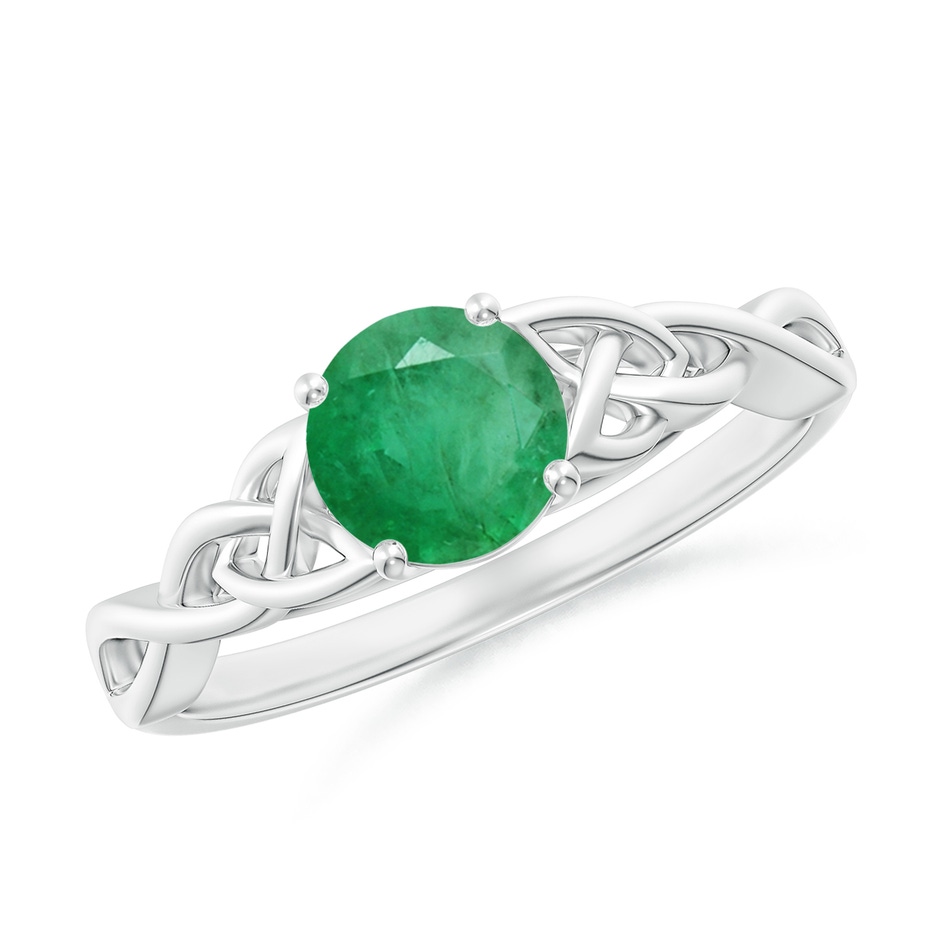 6mm A Round Emerald Celtic Knot Engagement Ring in P950 Platinum 