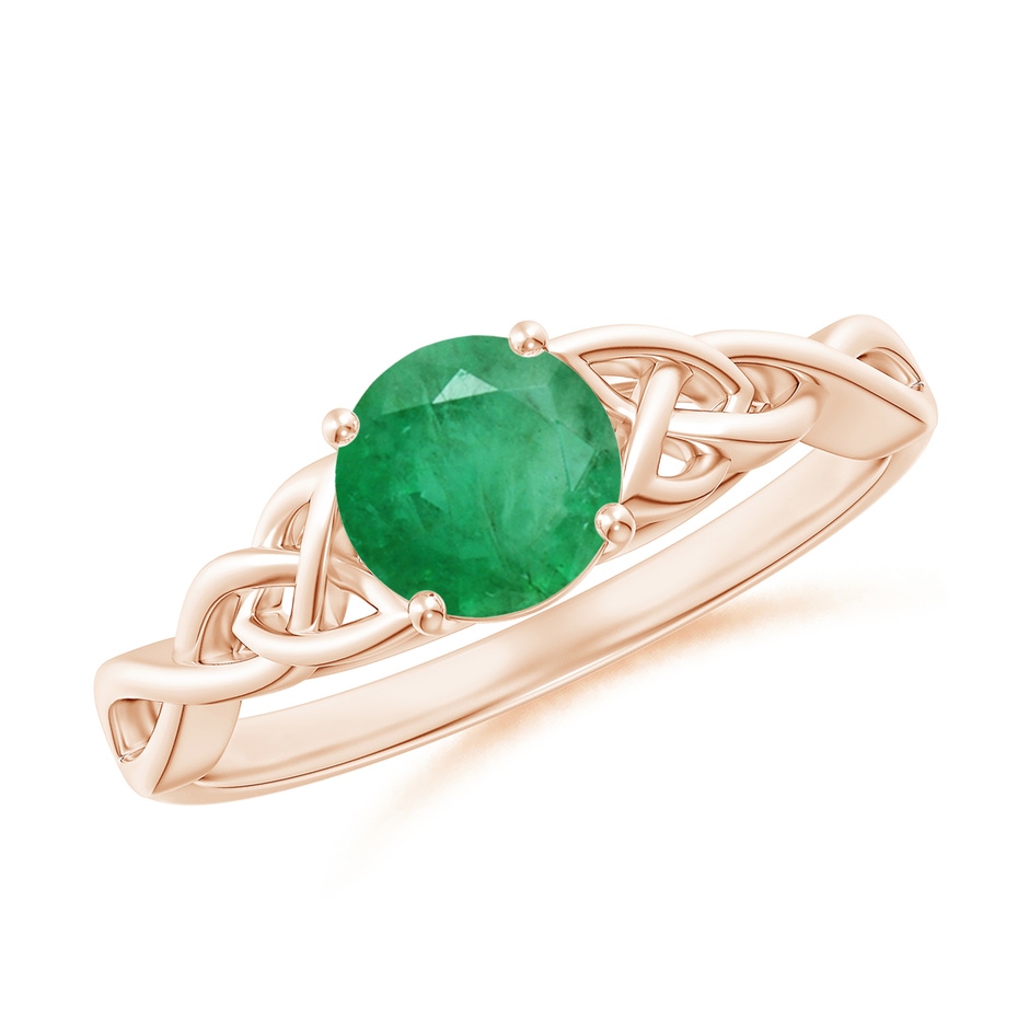 6mm A Round Emerald Celtic Knot Engagement Ring in Rose Gold 