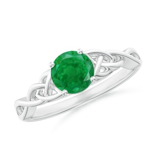 6mm AA Round Emerald Celtic Knot Engagement Ring in P950 Platinum