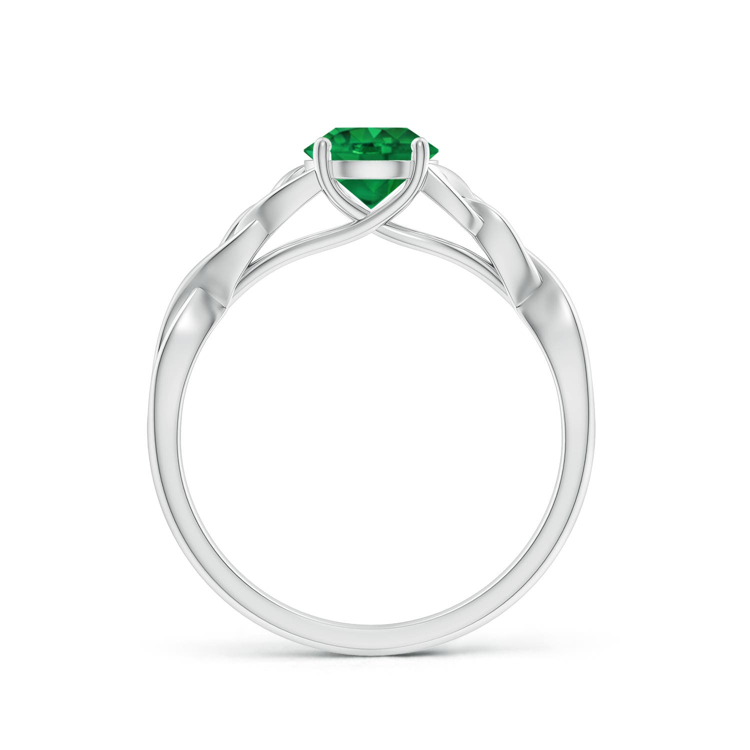 6mm AAA Round Emerald Celtic Knot Engagement Ring in White Gold
