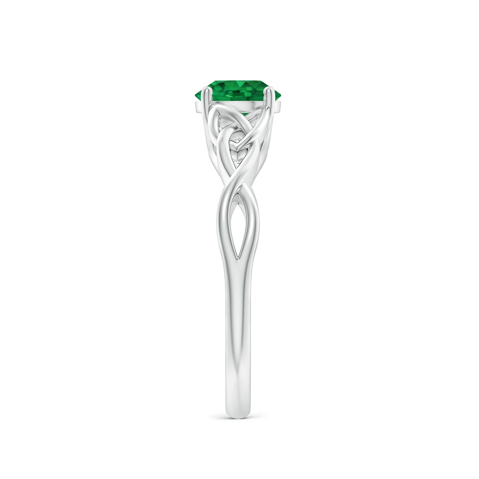 6mm AAA Round Emerald Celtic Knot Engagement Ring in White Gold side 299
