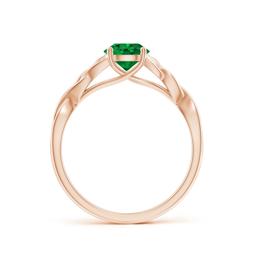 6mm AAAA Round Emerald Celtic Knot Engagement Ring in Rose Gold - side 199