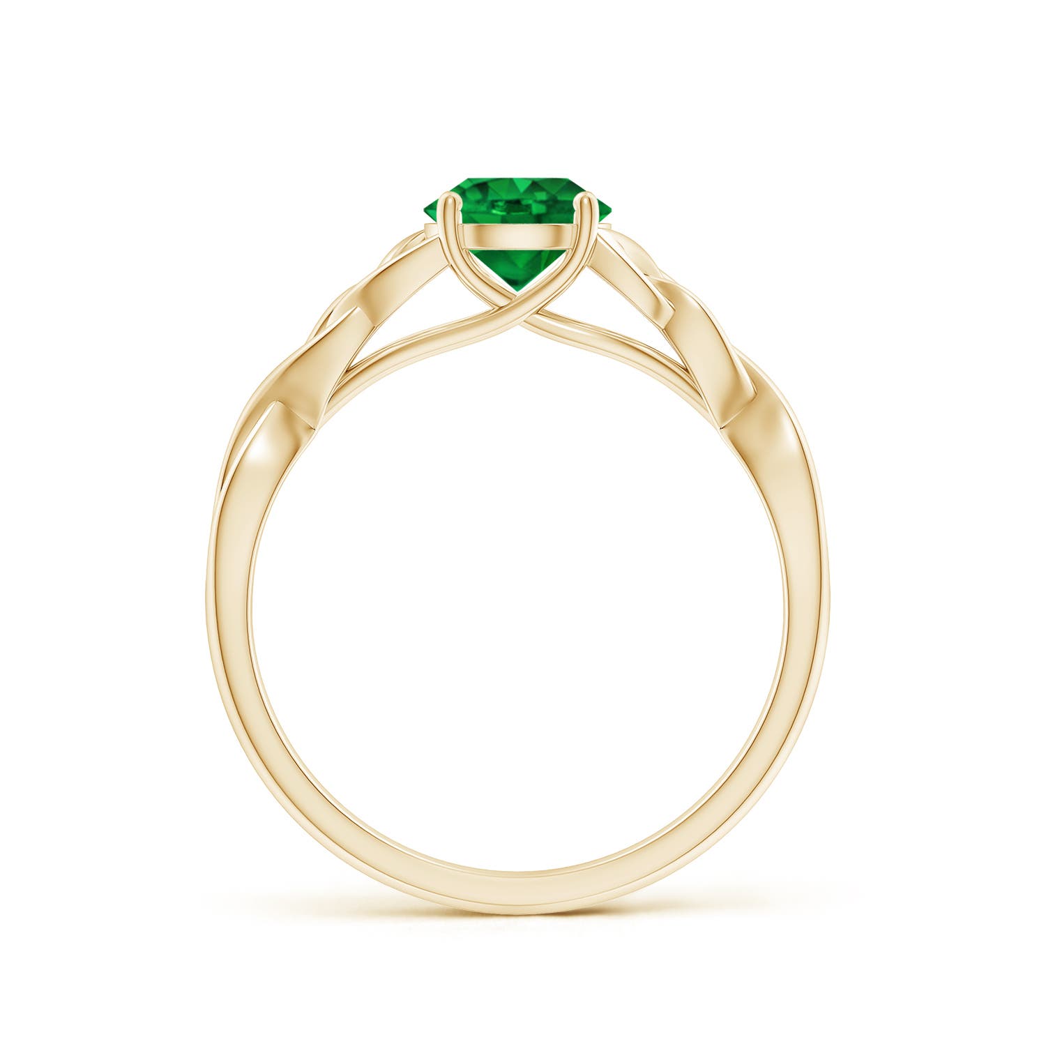 6mm AAAA Round Emerald Celtic Knot Engagement Ring in Yellow Gold