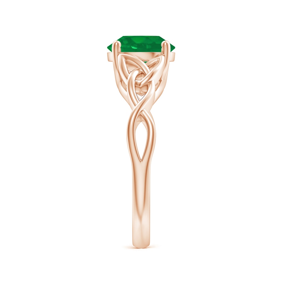 8mm AA Round Emerald Celtic Knot Engagement Ring in Rose Gold side 299