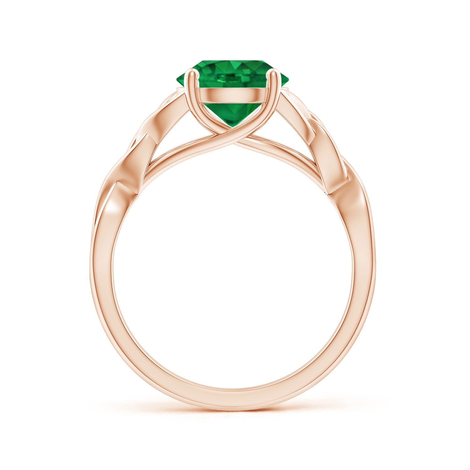 8mm AAA Round Emerald Celtic Knot Engagement Ring in Rose Gold