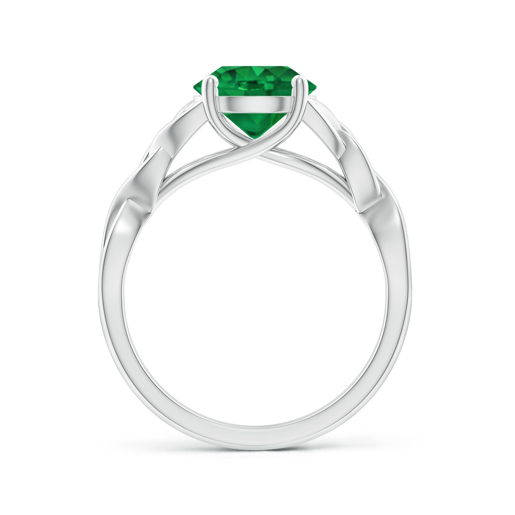 8mm AAA Round Emerald Celtic Knot Engagement Ring in White Gold Side 199