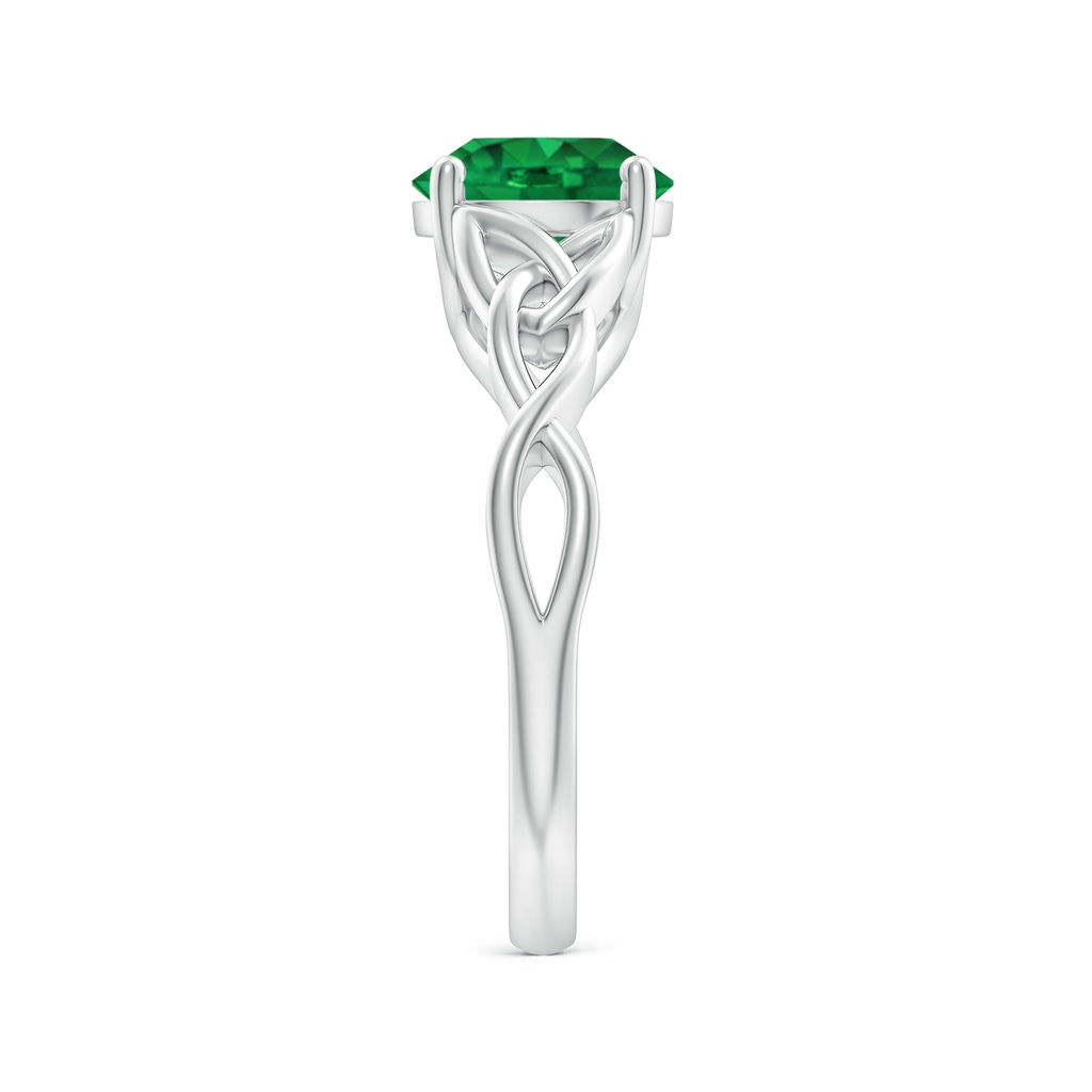 8mm AAA Round Emerald Celtic Knot Engagement Ring in White Gold Side 299