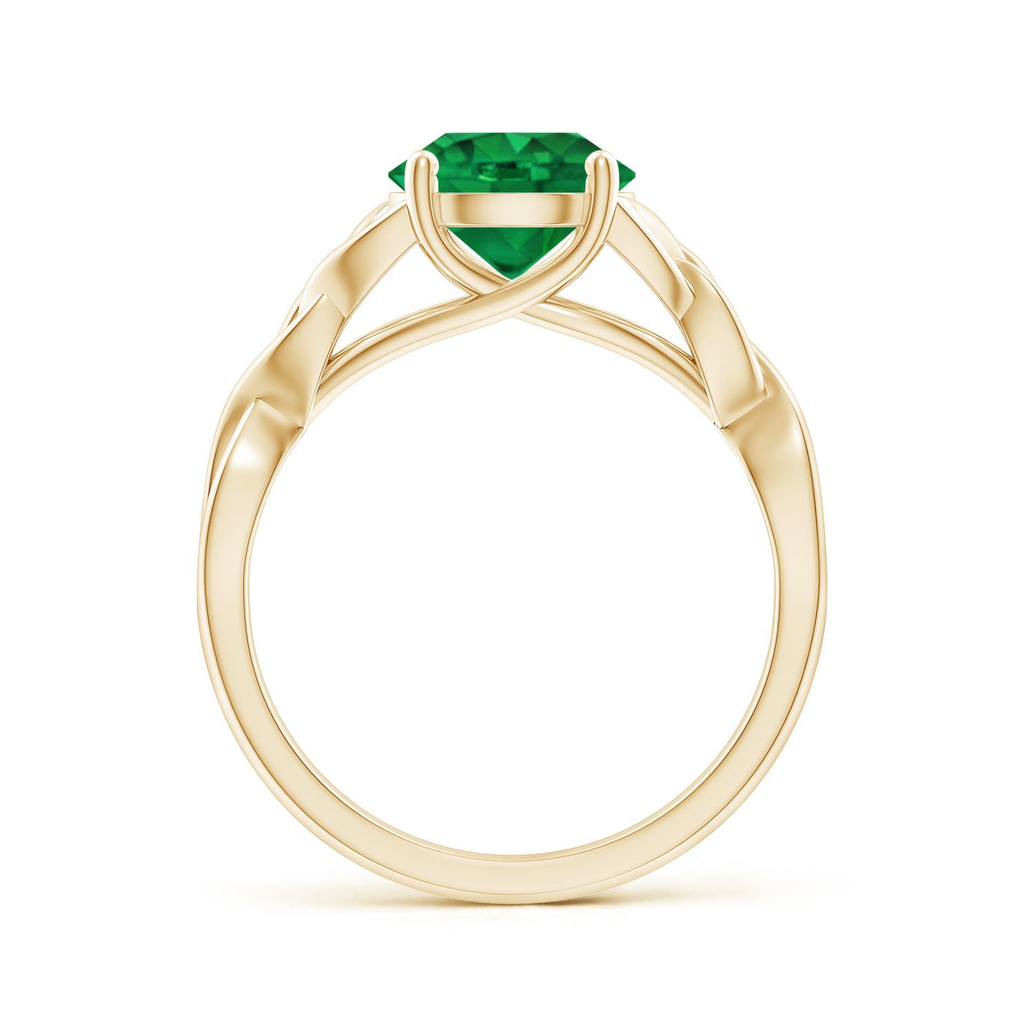 8mm AAA Round Emerald Celtic Knot Engagement Ring in Yellow Gold