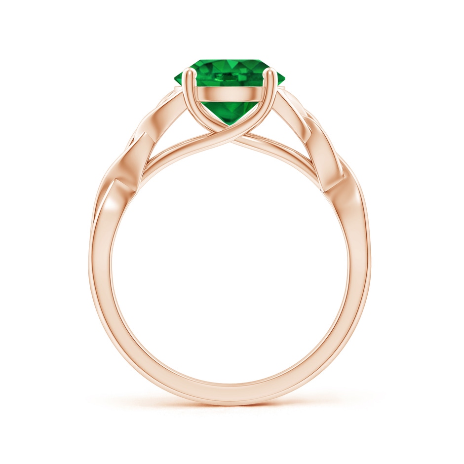 8mm AAAA Round Emerald Celtic Knot Engagement Ring in 18K Rose Gold side 199
