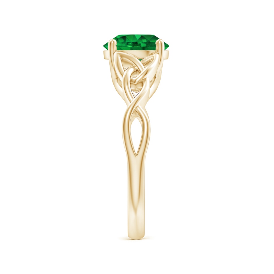 8mm AAAA Round Emerald Celtic Knot Engagement Ring in Yellow Gold side 299