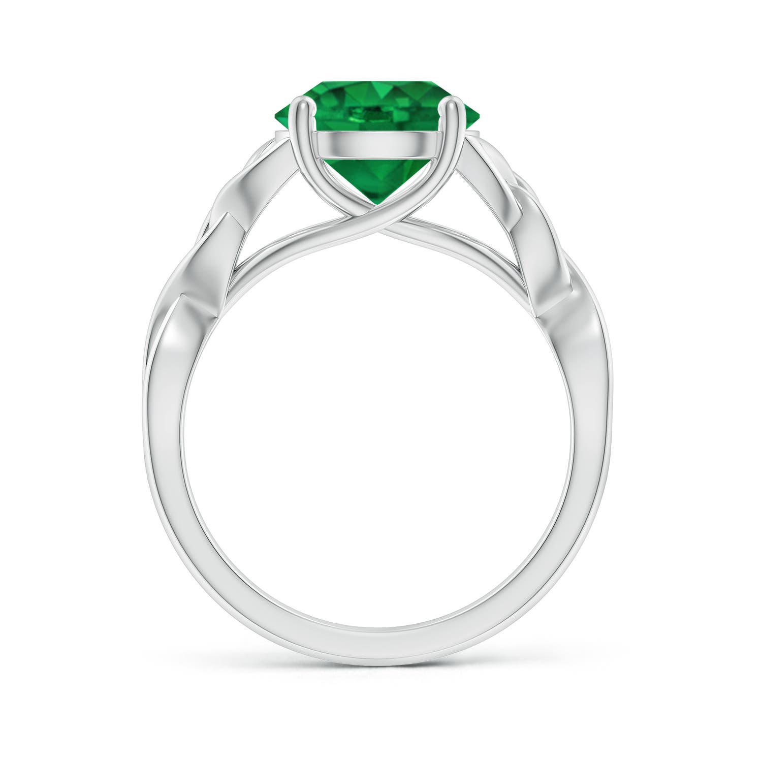 9mm AAA Round Emerald Celtic Knot Engagement Ring in P950 Platinum